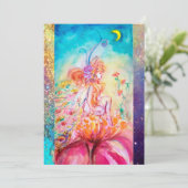 ALTHEA, monogramm pinkfarbengelb-grüne Glitzern Einladung (Stehend Vorderseite)