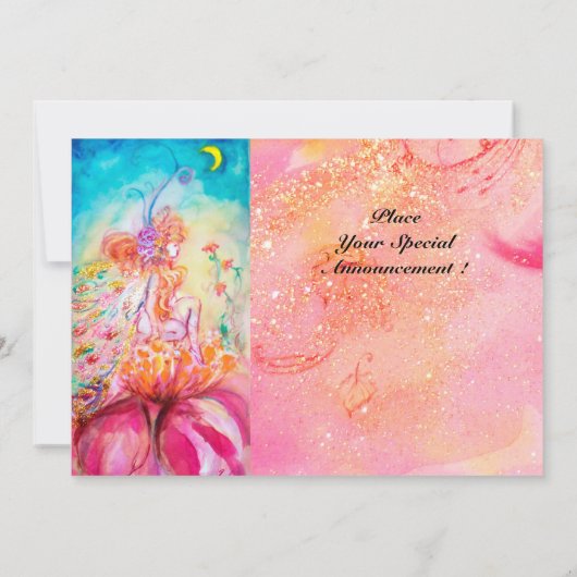 ALTHEA, monogramm pinkfarbengelb-grüne Glitzern Einladung (Rückseite)