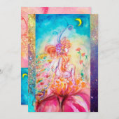 ALTHEA, monogramm pinkfarbengelb-grüne Glitzern Einladung (Vorne/Hinten)