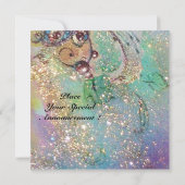 ALTHEA, monogramm pinkfarbengelb-grüne Glitzern Einladung (Rückseite)