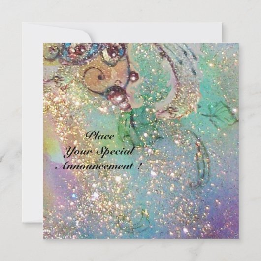 ALTHEA, monogramm pinkfarbengelb-grüne Glitzern Einladung (Rückseite)