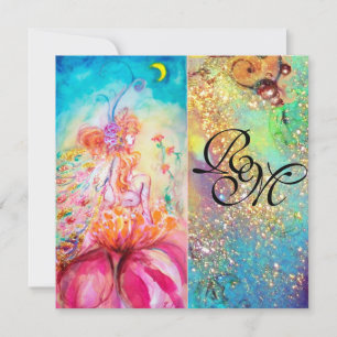 ALTHEA , Monogramm rosa blau gelb grün funkelt Einladung