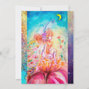ALTHEA, Monogramm rosa blau gelb grün funkelt Einladung