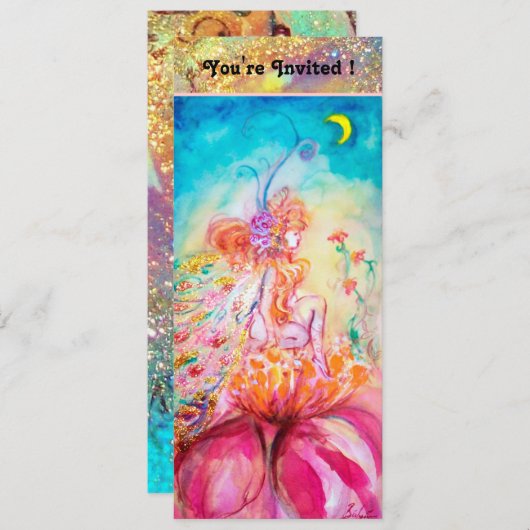 ALTHEA, rosa, blau-gelb grün Einladung (Vorne/Hinten)