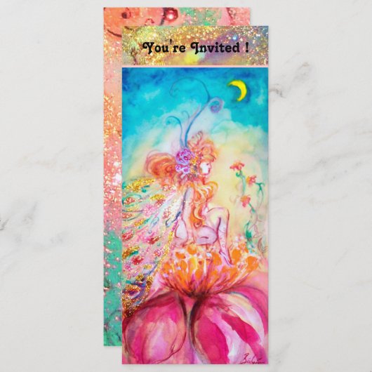 ALTHEA, rosa, blau-gelb grün Einladung (Vorne/Hinten)