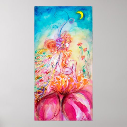 ALTHEA /Whimsical Fairy auf der rosa Blume Poster (Vorne)