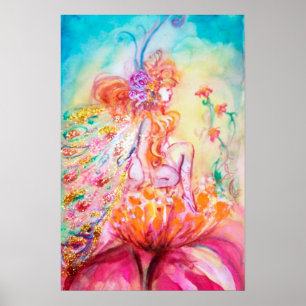 ALTHEA /Whimsical Fairy auf der rosa Blume Poster