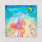 ALTHEA /Whimsical Fairy on Pink Blume Monogram Quadratische Visitenkarte (Vorderseite)