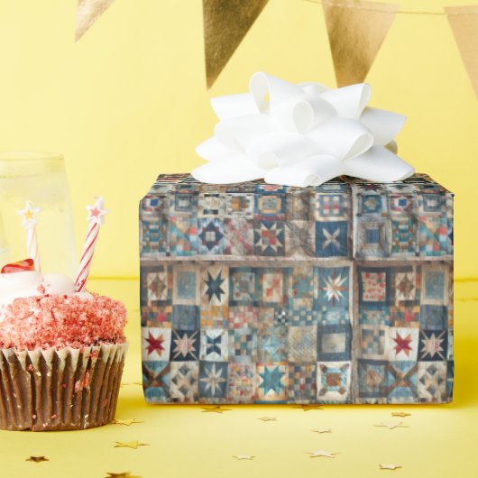 Althergebrachte Patchwork-Quilt-Design Geschenkpapier (Geburtstagsparty)