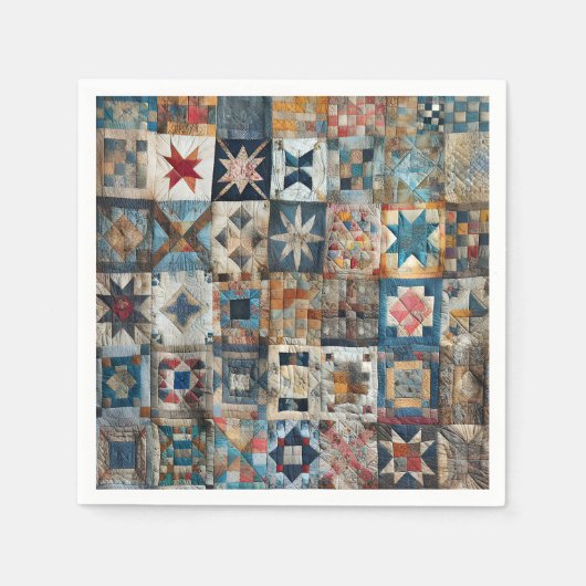 Althergebrachte Patchwork-Quilt-Design Serviette (Vorderseite)