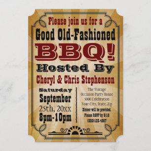 Althergebrachte Vintage-Country-BBQ-Party Einladung