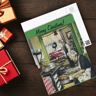 Althergebrachte Vintage-Weihnachtskarte für zu Hau Feiertagspostkarte