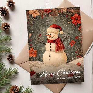 Althergebrachte Weihnachts-Schneemann-Grußvorlage Feiertagskarte