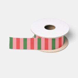 Althergebrachte Weihnachtsstreifen Rot Grün Pink Satinband