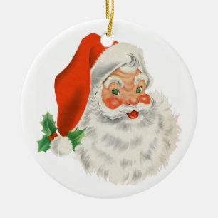 Althergebrachter Vintage Retro Weihnachtsmann Keramik Ornament