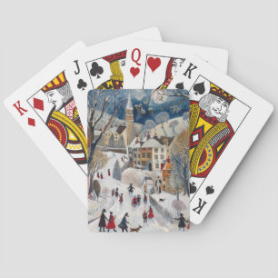 Althergebrachter Weihnachten im kleinen Ort Spielkarten