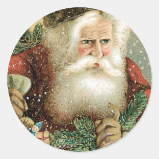 Althergebrachter Weihnachtsmann Frohe Weihnachten Runder Aufkleber