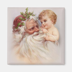 Althergebrachter Weihnachtsmann und Cherub Magnet