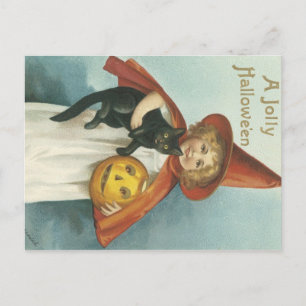 Althergebrachtes Halloween fröhliche kleine Hexe Postkarte
