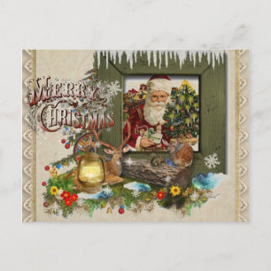 Althergebrachtes Kabinenfenster Weihnachtspostkart Feiertagspostkarte