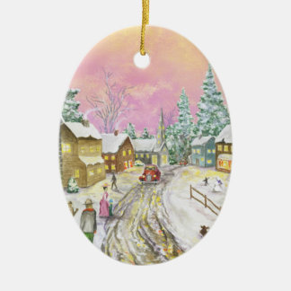 Althergebrachtes Schneeland-Weihnachten Keramikornament