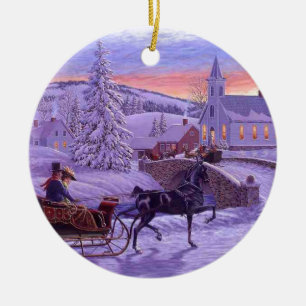 Althergebrachtes Vintage-Weihnachten Keramikornament