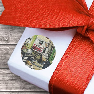 Althergebrachtes Weihnachten in der heimischen Küc Runder Aufkleber
