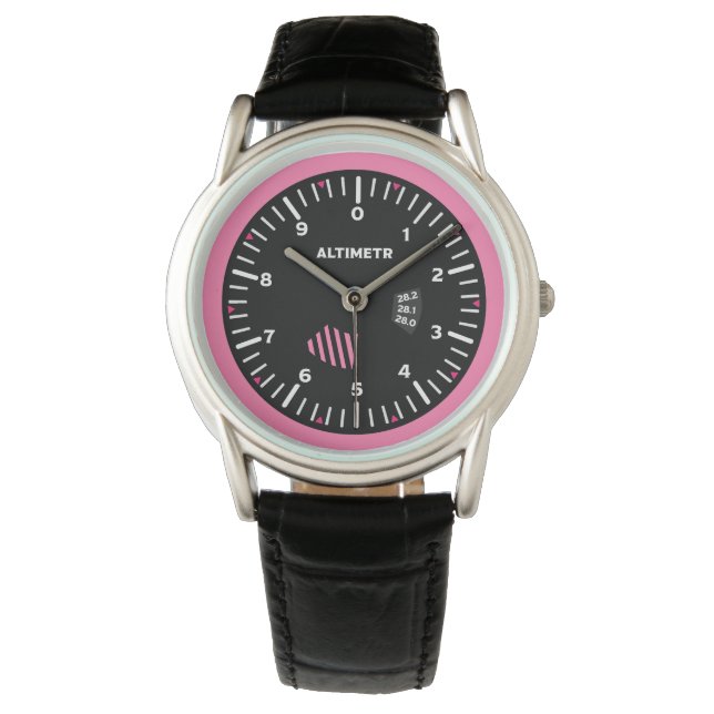Altimeter Lady Pilot Aviation Geek Armbanduhr (Vorderseite)