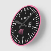 Altimeter Lady Pilot Aviation Geek Runde Wanduhr (Winkel)