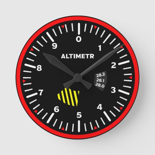 Altimeter Pilot Aviation Geek Runde Wanduhr (Vorderseite)
