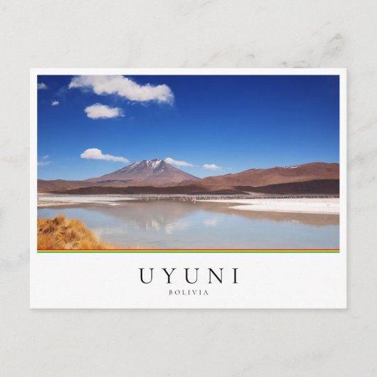 Altiplano Landschaft mit Vulkan in Uyuni, Bolivien Postkarte (Vorderseite)