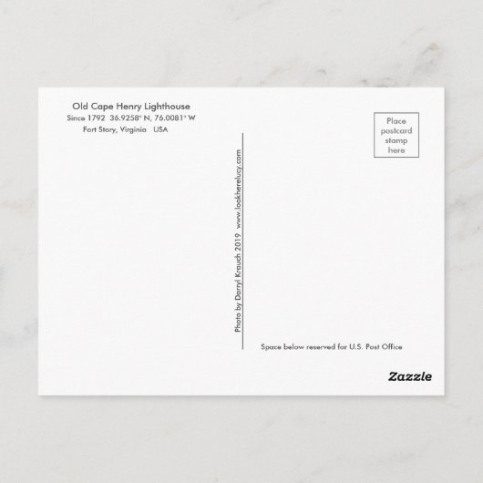 Altkap Henry Lighthouse Fort Story, Virgina Postkarte (Rückseite)