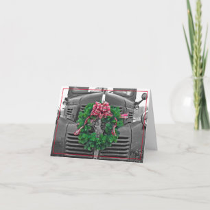 Altlastwagen mit Kleider zu Weihnachten Karte