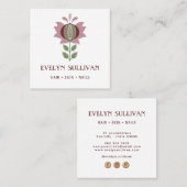 Altlische Volkskunst Blume Square Visitenkarte (Vorne/Hinten)