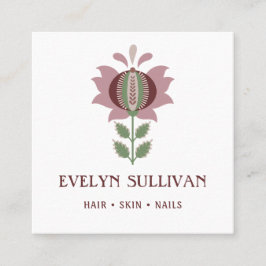 Altlische Volkskunst Blume Square Visitenkarte