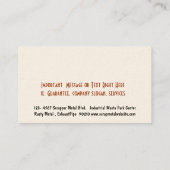 Altmetall-Recycler-Dump oder Depot-Mitte Visitenkarte (Rückseite)