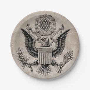 Altmodische amerikanische Wappen Pappteller
