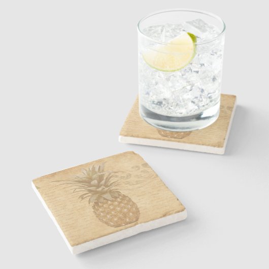 Altmodische Ananas Steinuntersetzer (Seitenansicht)