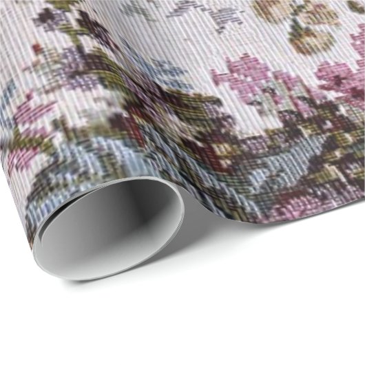 altmodische Blumenstoffe Geschenkpapier (Rolleneckpunkt)