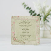 Altmodische Blütenhochzeit Einladung (Stehend Vorderseite)