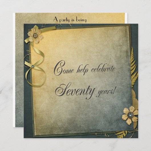 altmodische Einladung zum 70. Geburtstag (Vorne/Hinten)