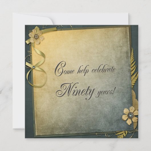 altmodische Einladung zum 90. Geburtstag (Vorderseite)