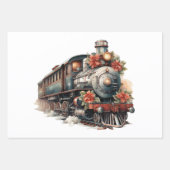 Altmodische Eisenbahn Retro Weihnachten Geschenkpapier Set (Vorderseite)