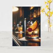 Altmodische Getränke Geburtstagswünsche Karte (Gelbe Blume)