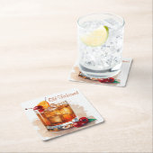 Altmodische Getränke mit Kirschen und Orangen Rechteckiger Pappuntersetzer (Vor Ort)