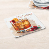 Altmodische Getränke mit Kirschen und Orangen Rechteckiger Pappuntersetzer (angewinkelt)