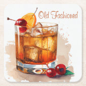 Altmodische Getränke mit Kirschen und Orangen Rechteckiger Pappuntersetzer (Vorderseite)