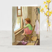 Altmodische Karte, Zuhause, Mädchen, erhalten gut, Karte (Gelbe Blume)