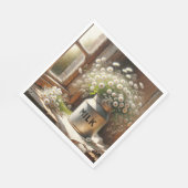 Altmodische Milchdose mit Daisy Bouquet Serviette (Ecke)