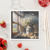 Altmodische Milchdose mit Daisy Bouquet Serviette (Beispiel)